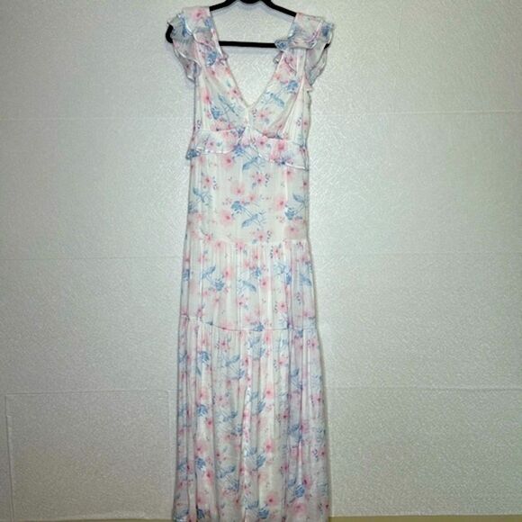 Altar’d State Ruffle Sleeve Floral Cut Out Maxi Dress M - Picture 1 of 3